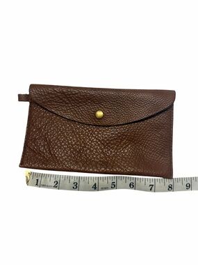 Lucky Brand Brown Pebbled Leather Snap Card‎ Wallet
